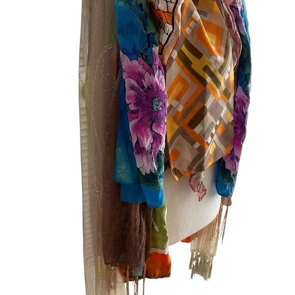 Lot Seven 7 Vintage Scarves Scarf Silk, Mesh Cotton Mix - Picture 3 of 6